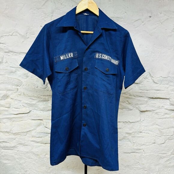 US Coast Guard Shirt Size 36 Regular Blue Uniform USCG Short Sleeve Small - Picture 1 of 6